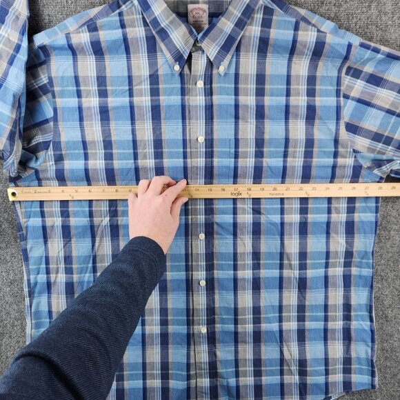 Brooks Brothers XXL Madison Blue Plaid Long Sleeve Button Up Non-iron All Cotton - Picture 5 of 16